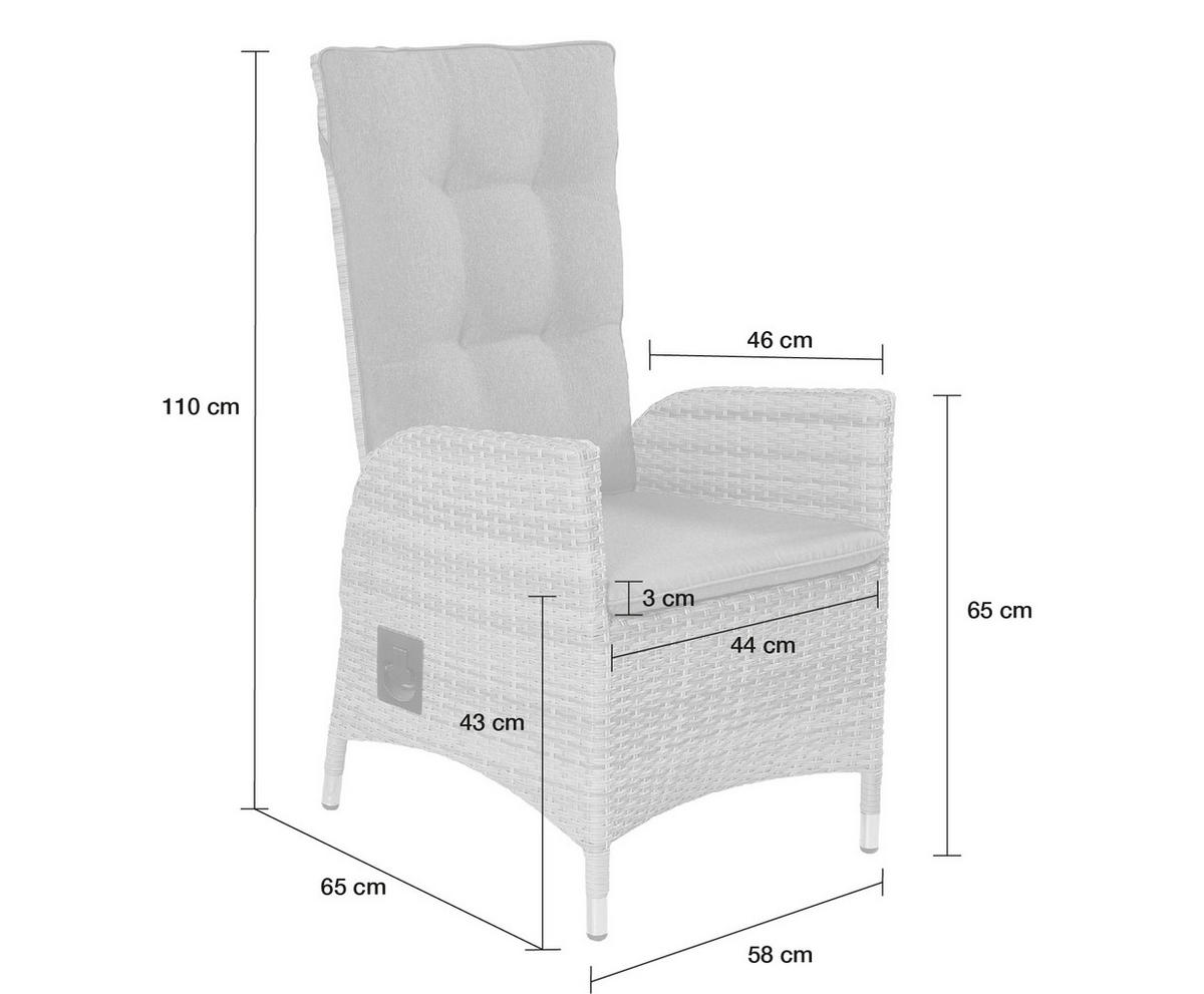 GARTENSTUHL Rio, Rattan grau - Grau, Kunststoff/Metall (58/110/65cm) - dasmöbelwerk
