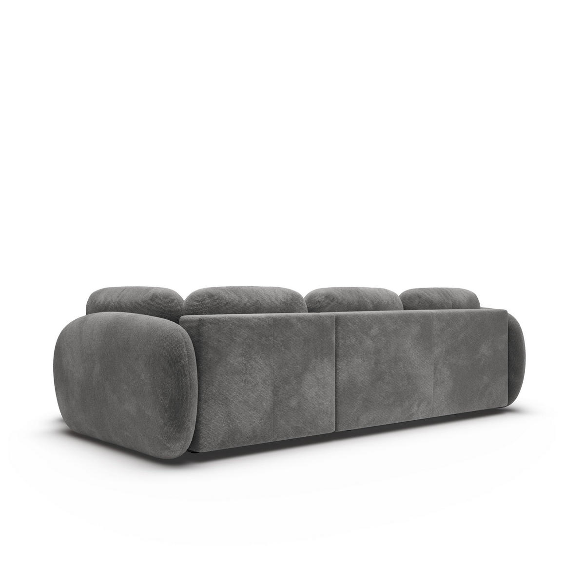 ECKSOFA AMICO II R-S Grau Geflochtener Stoff mit Schlaffunktion - Grau, Holz (289/190cm) - MASSENO