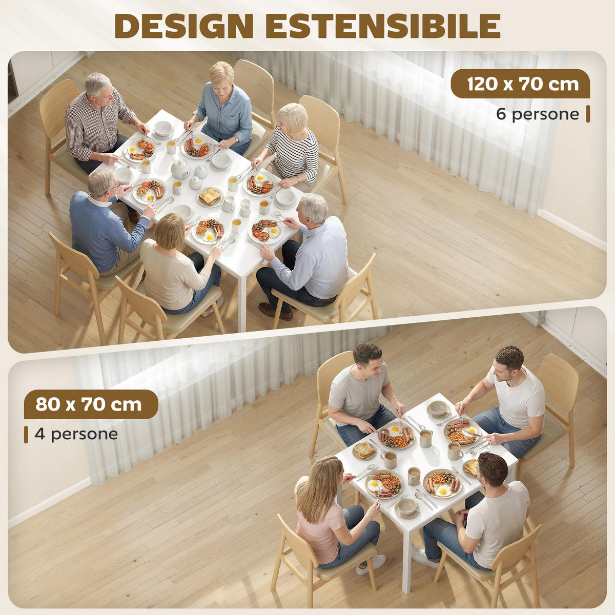 ESSTISCH Weiß 1 Stück - Weiß, Naturmaterialien (120/70/74cm) - GiPP