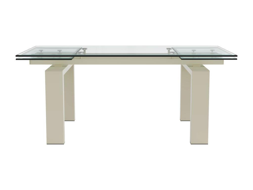ESSTISCH ausziehbar - Glas & Metall - 8-10 Personen - Beige & Transparent - LUBANA - Transparent, Glas (270/100/76cm) - Vente-Unique