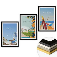 WANDBILDER 3er-Set - 40x60 cm Schwarzer Rahmen - Amalfi, Positano und Capri - Schwarz, Kunststoff (40/60cm) - ArtPrintCave