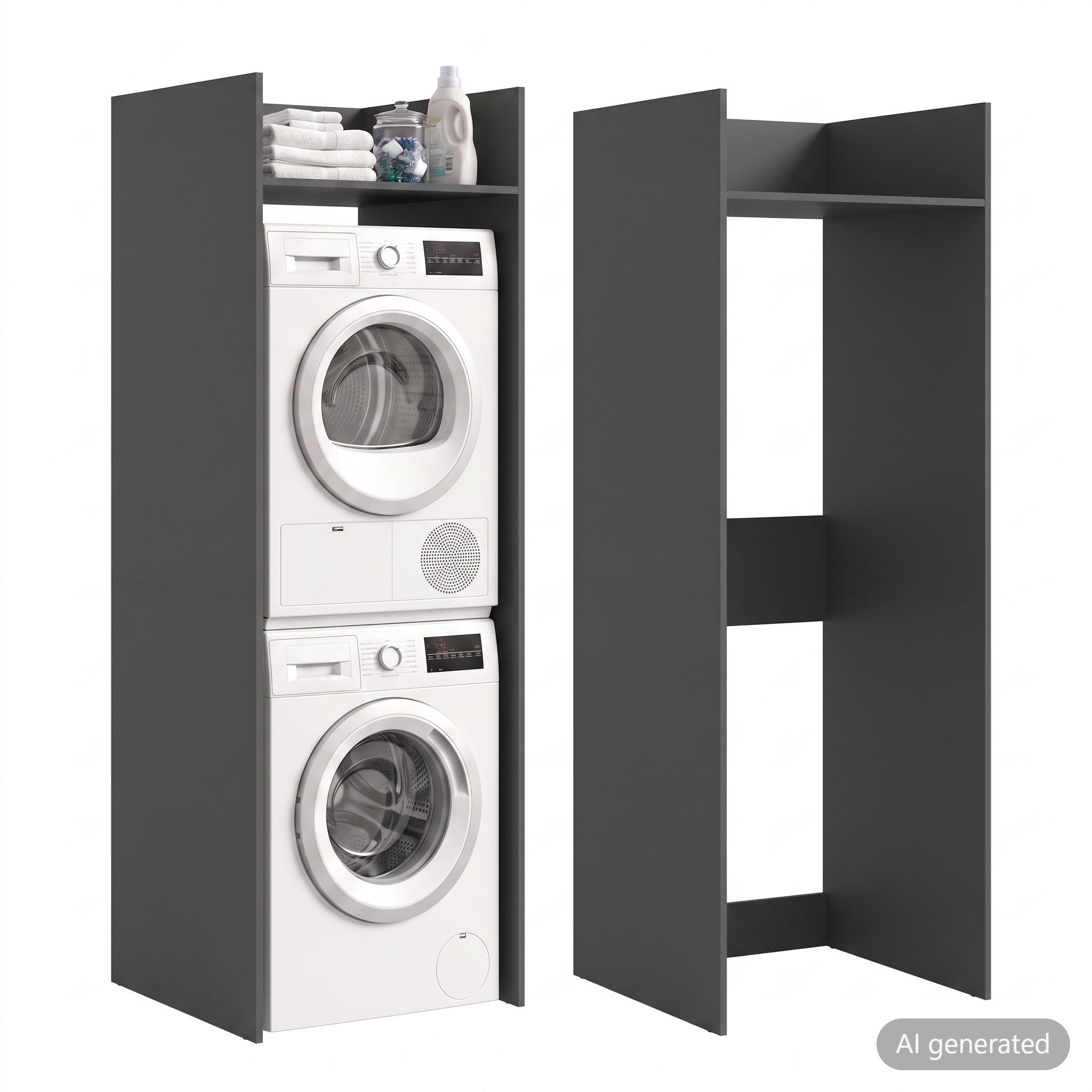 WASCHMASCHINENSCHRANK Mixx (B/H/T: ca. 66/195/66 cm) in anthrazit/anthrazit - Anthrazit, Holzwerkstoff (66/195/66cm)