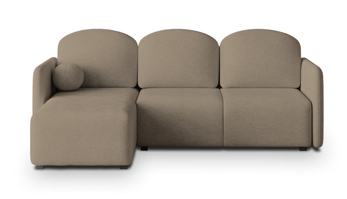 ECKSOFA SUVINO Braun Geflochtener Stoff mit Schlaffunktion - Braun, Holz (230/143cm) - MASSENO