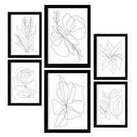 POSTER Set Mit 6 Blütenrahmen 1 In Blume Zusammenfassung Ästhetische Dekorative Gemälde Für Ihr Wohnzimmer Zuhause A3 & A4 Schwarzer Rahmen - Schwarz, Papier (29/3cm) - Nacnic
