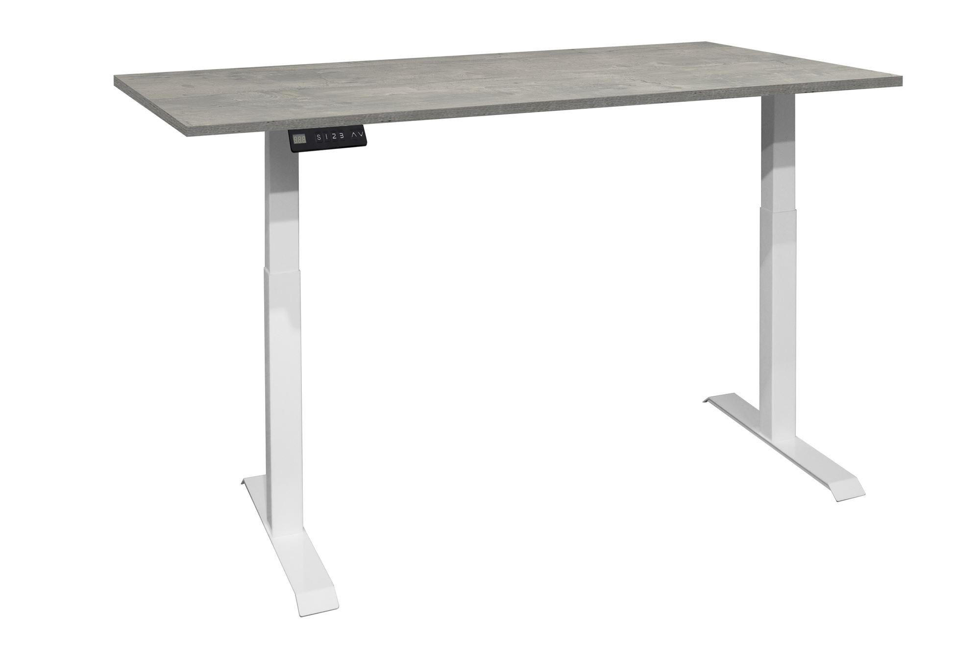 SCHREIBTISCH höhenverstellbar elektrisch Edithe 180x90 weiß/beton - Hellgrau, Holz (180/90/74cm) - 58aufmkessel