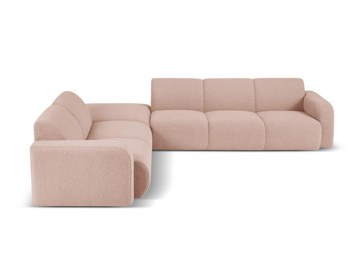 ECKSOFA links Molino aus Boucle puderrosa 6 Sitzplätze - Pink, Textil (250/315cm) - Micadoni