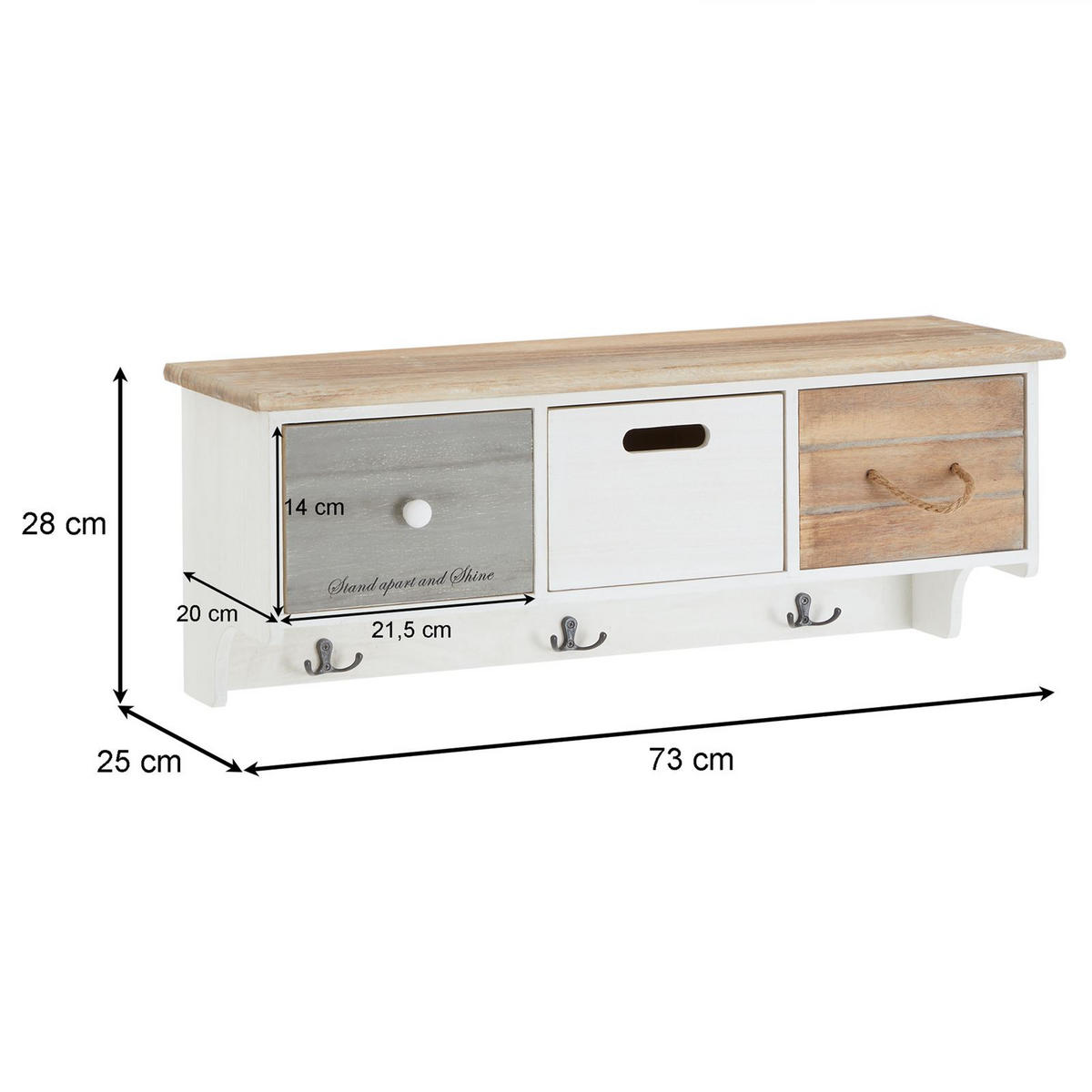 WANDGARDEROBE SALVA - Weiß, Holz (73/28/25cm) - CARO-Möbel