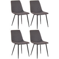 STUHL 4er Set Stoff dunkelgrau - Dunkelgrau/Schwarz, Textil/Metall (45/83/57cm) - CLP