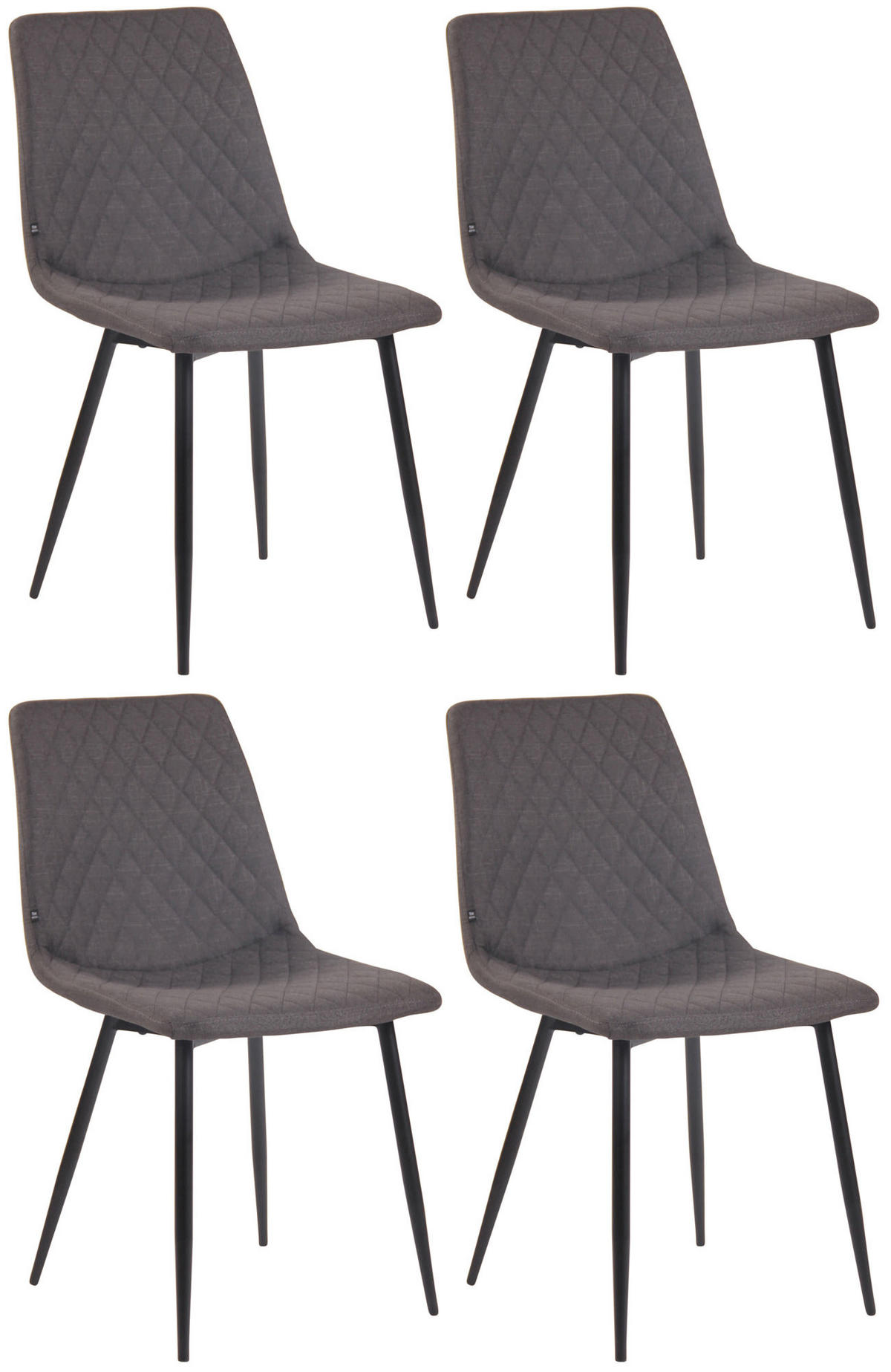 STUHL 4er Set Stoff dunkelgrau - Dunkelgrau/Schwarz, Textil/Metall (45/83/57cm) - CLP