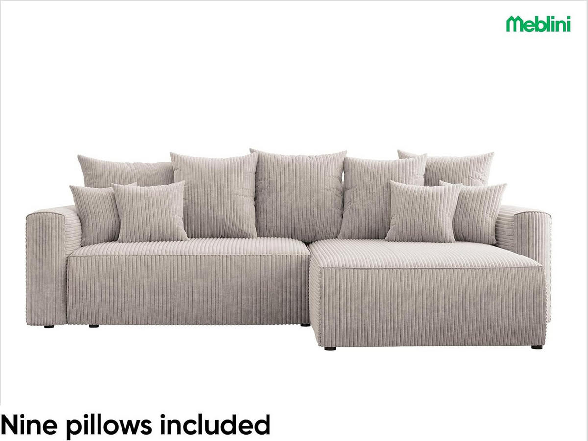 ECKSOFA BALI L - Beige/Schwarz, Holzwerkstoff (260/160cm) - Meblini