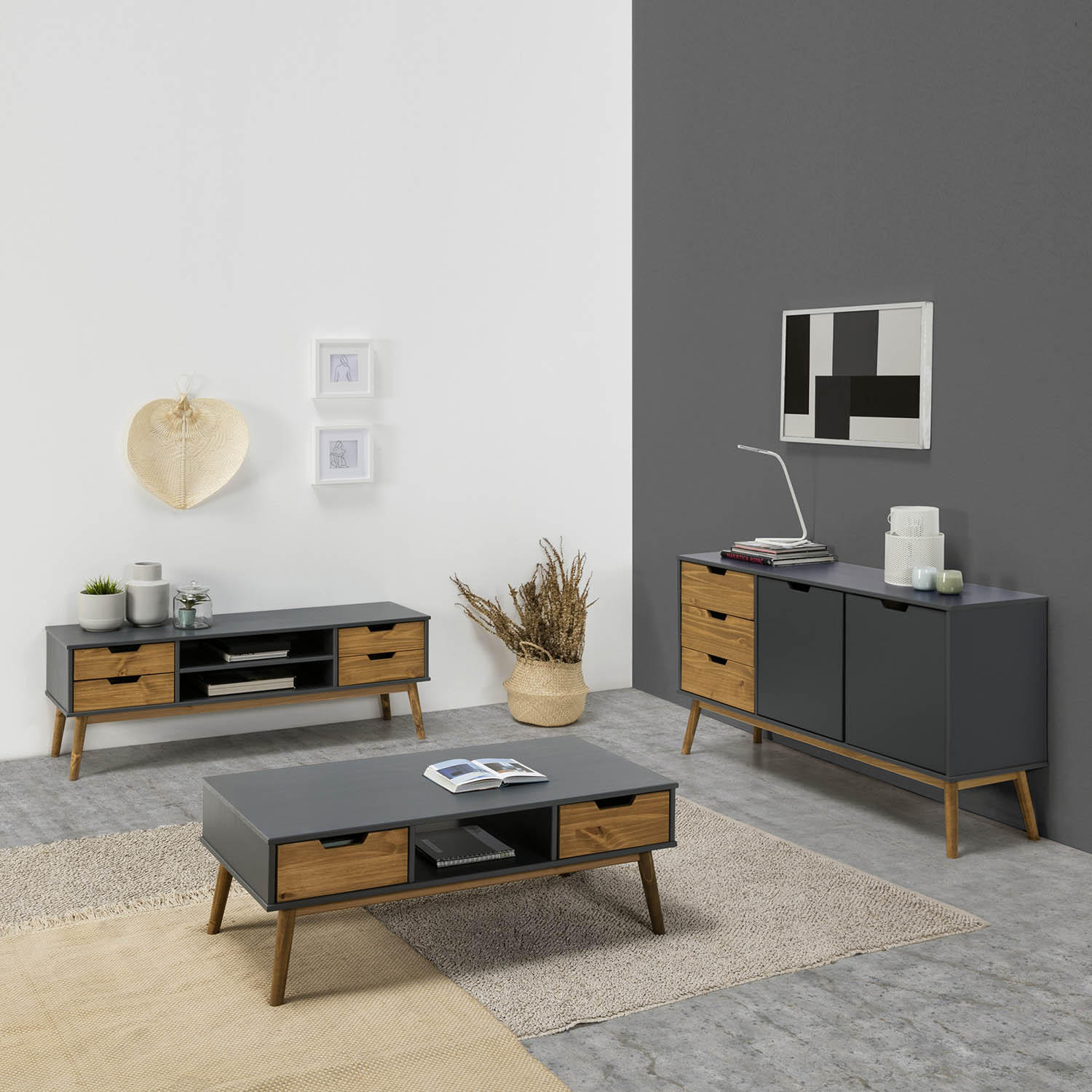 Thumbnail - Xxxl Sideboard, Anthrazit, Holz, Rechteckig, 140x80x40 cm, Wohnzimmer, Kommoden & Sideboards, Sideboards