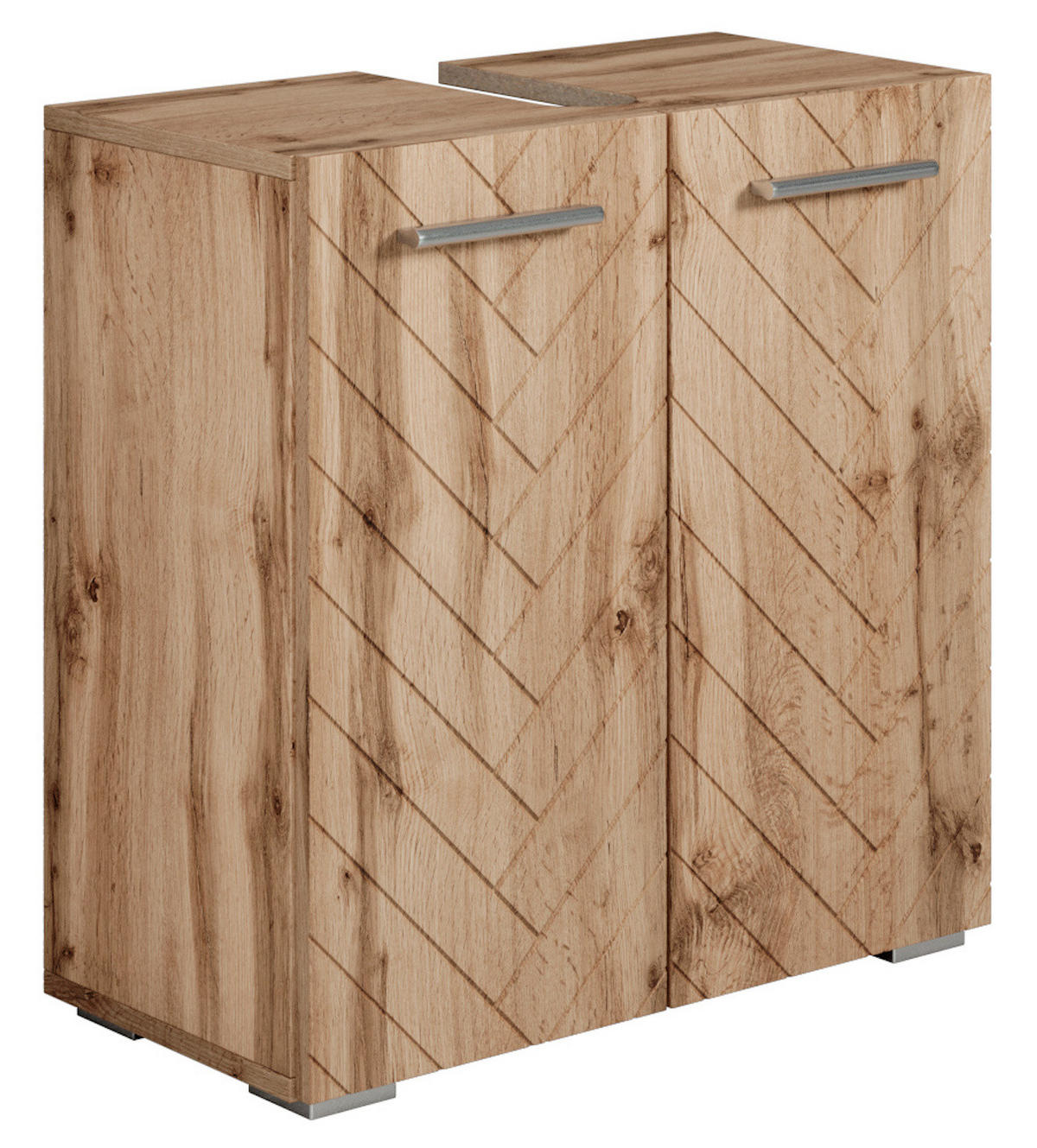WASCHBECKENUNTERSCHRANK Jupiter 2 Türen Eiche Fischgrät - 60 x 30 x 60 cm - Eiche Wotan, Holz (60/60/30cm) - Badplaats