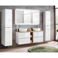 BADMÖBEL-SET 4-TLG. Toskana-56 - Weiß, Holzwerkstoff (250/190/46cm) - Lomado