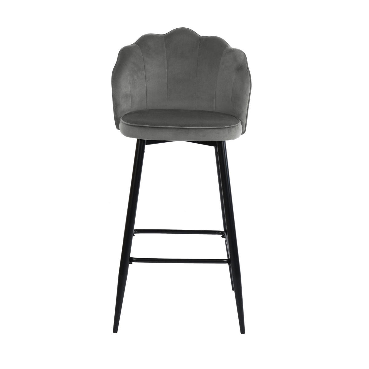 BARHOCKER 2er-Set Metallfüße, Schwamm, Samt, grau - Schwarz/Grau, Metall (50/101/55cm) - Urban Meuble