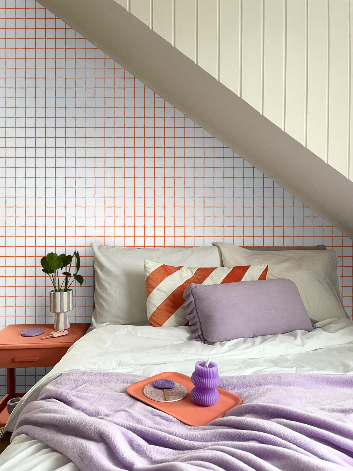 TAPETE Karomuster 50 x 900 cm - Orange, Papier (50/900cm) - ESTAhome
