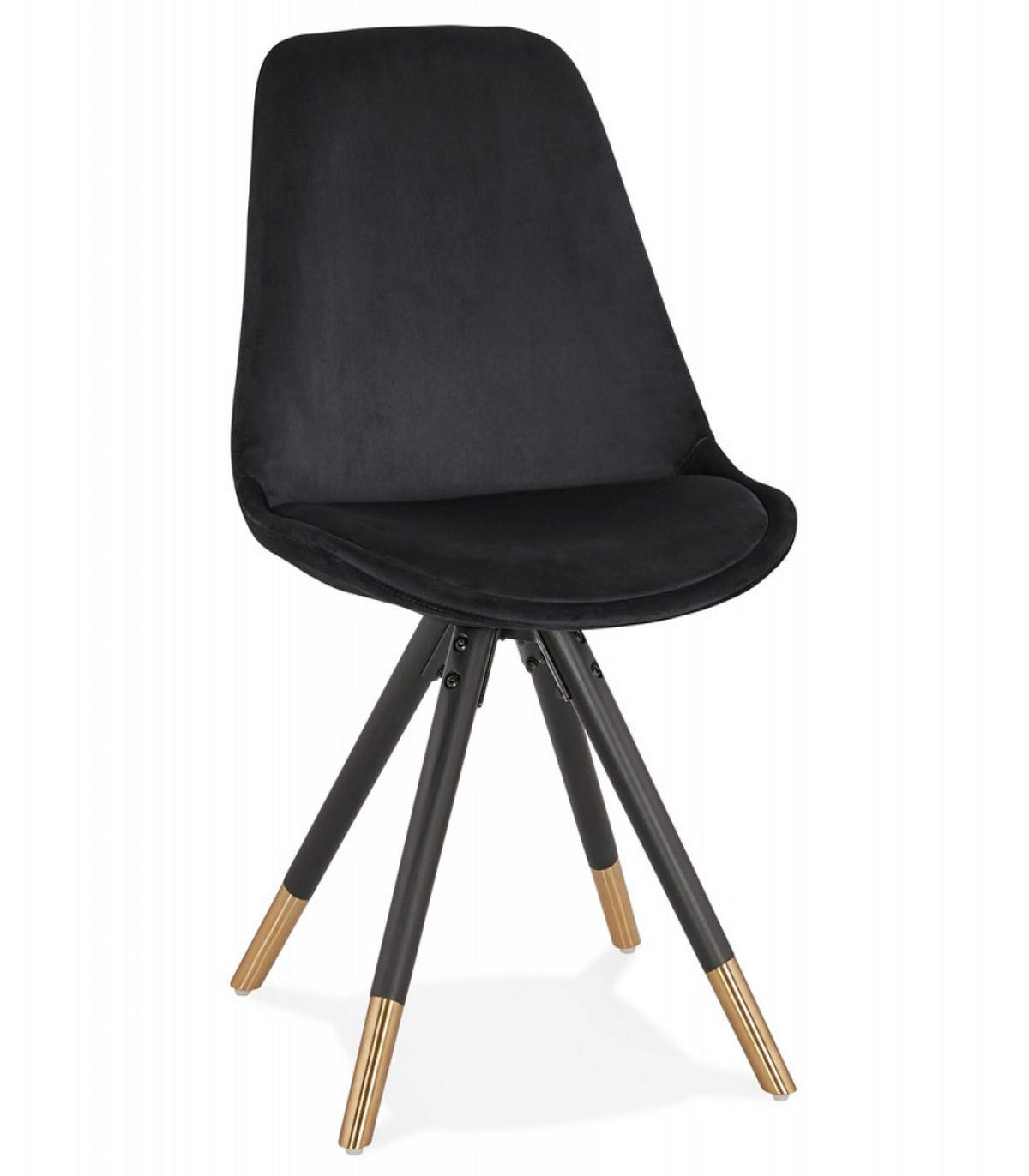 STUHL Stoffbezug Holzgestell mit Goldakzenten, Schwarz 48x56x83 cm - Schwarz, Holz/Buchenholz (48/83/56cm) - KADIMA DESIGN