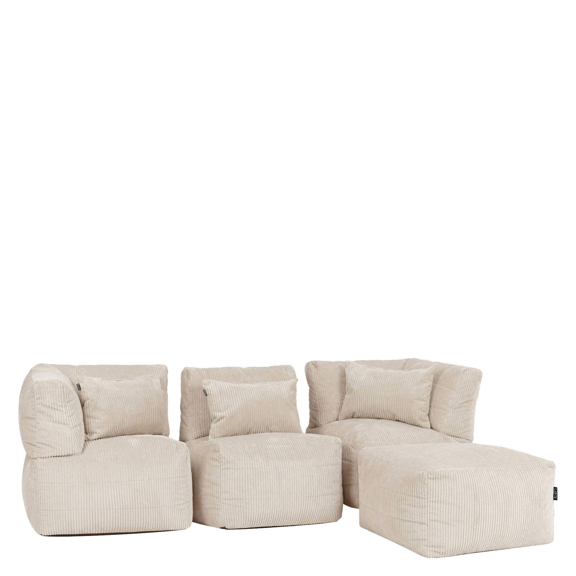 SITZSACK-SOFA 4-tlg. modular cord Noa - Beige, Textil (306/70/78cm) - icon