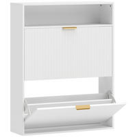 SCHUHSCHRANK Spanplatte MDF Weiß - Alufarben/Weiß, Holzwerkstoff/Kunststoff (24/102.5/80cm) - HOMCOM