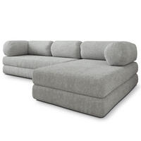 ROHOVÁ SEDAČKA KELI modulární Boneless pohovka s funkcí spaní, světle šedá QUELLE 83 - světle šedá, textil (270/160cm) - MASSENO