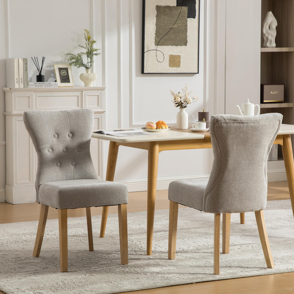 STUHL-SET DE-36879 2 Stück mit Massivholzbeinen Grau - Grau, Holzwerkstoff (45/92/62.5cm) - ComfortXL