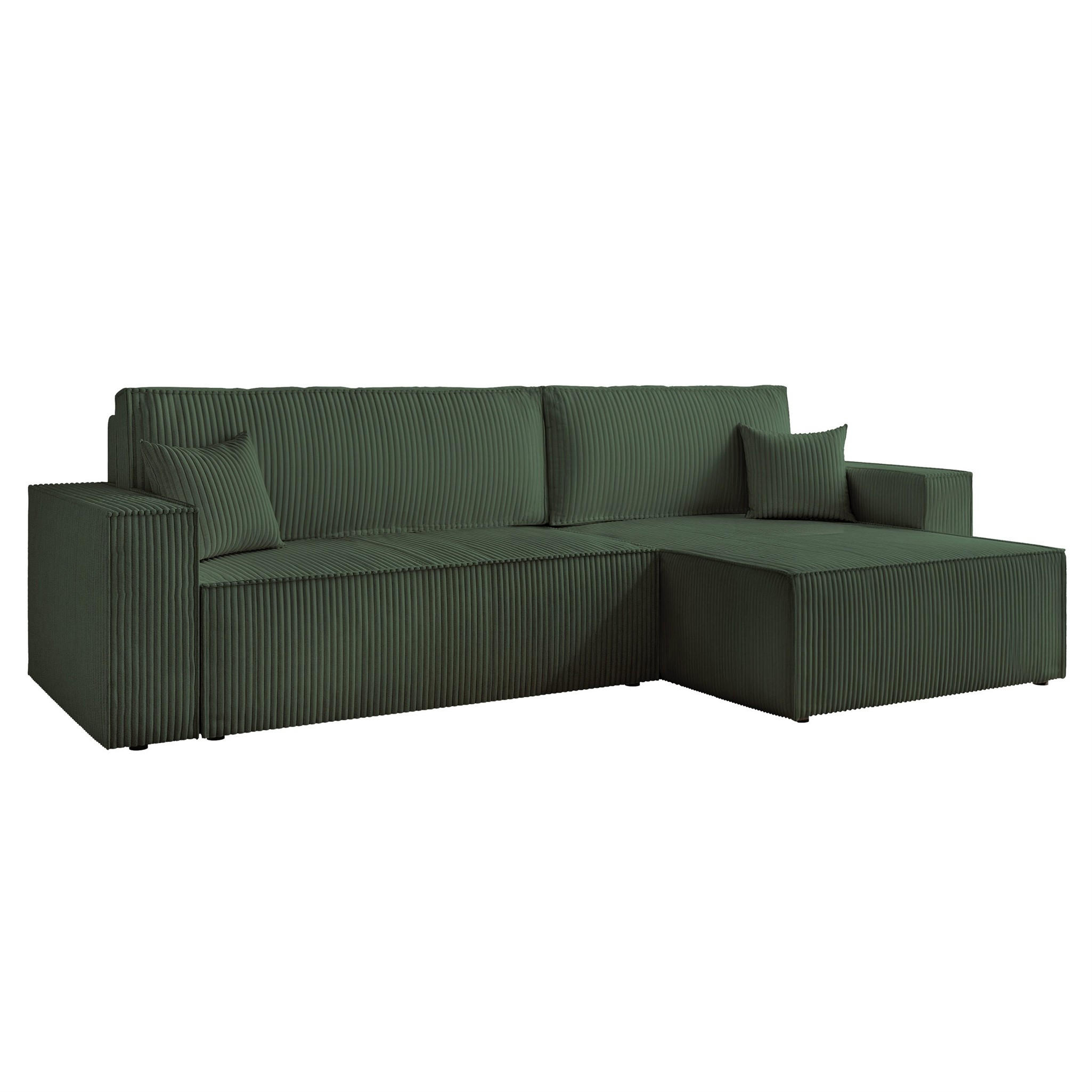 ECKSOFA Adara Max Mit Schlaffunktion - Grün, Holzwerkstoff/Textil (145/276cm) - Fun Möbel