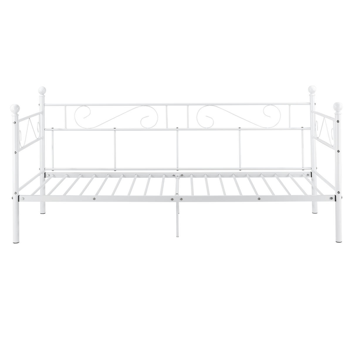TAGESBETT Granada - Weiß, Metall (90/200cm) - [en.casa]