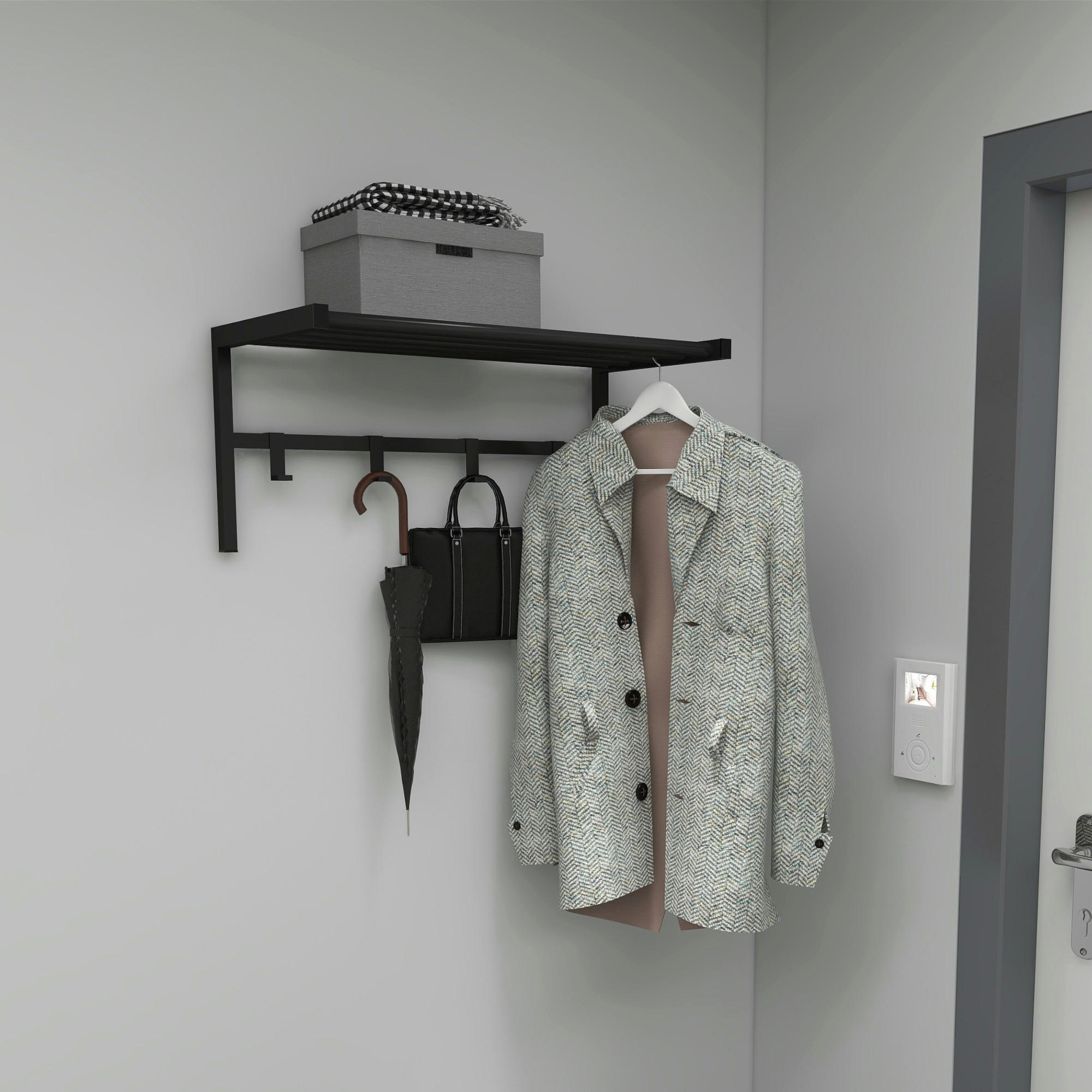 WANDGARDEROBE Tolga - Schwarz, Metall (69/32.5/34cm) - [en.casa]