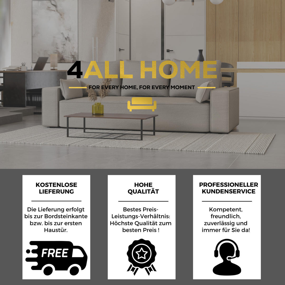 SOFA Vens mit Bettkasten und Schlaffunktion, Cordstoff - Beige, Holzwerkstoff (242/85/95cm)