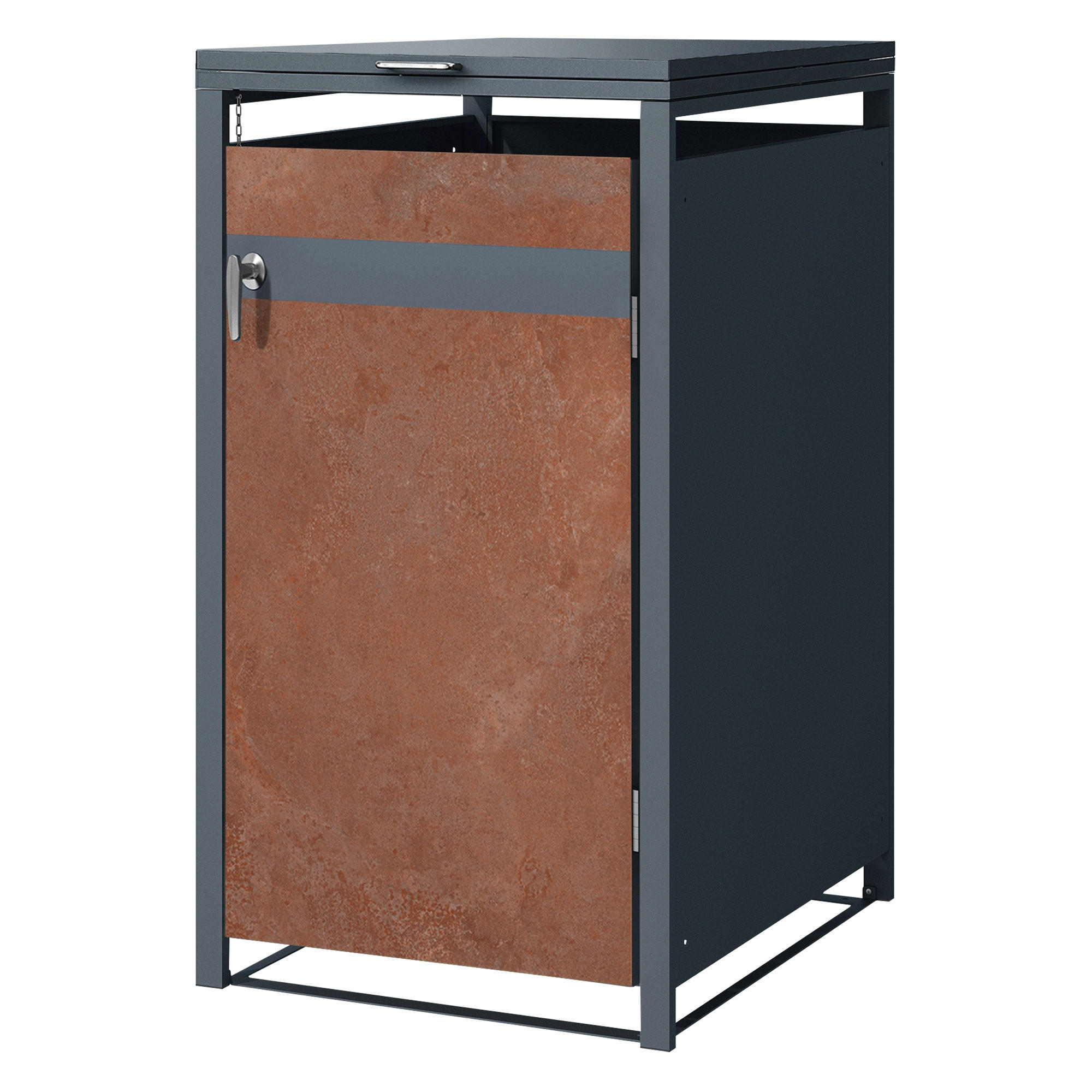 MÜLLTONNENBOX 1er Anthrazit-Rostoptik - Rotbraun, Metall (80/116.3/68cm) - ML-DESIGN