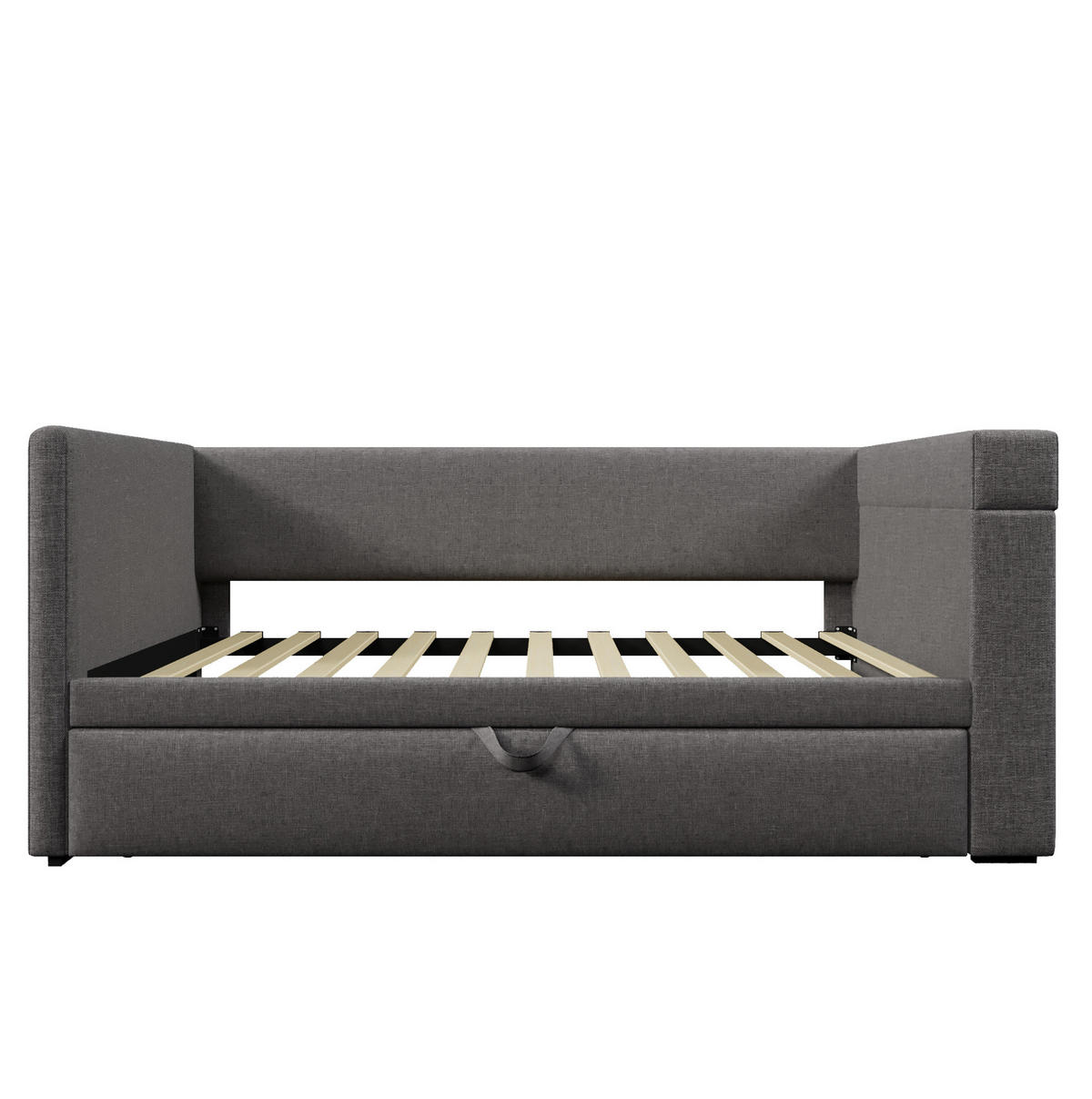 POLSTERBETT 90/190 cm Grau mit USB- und Type-C-Anschlüssen - Grau, Textil (90/190cm) - Flora Grace