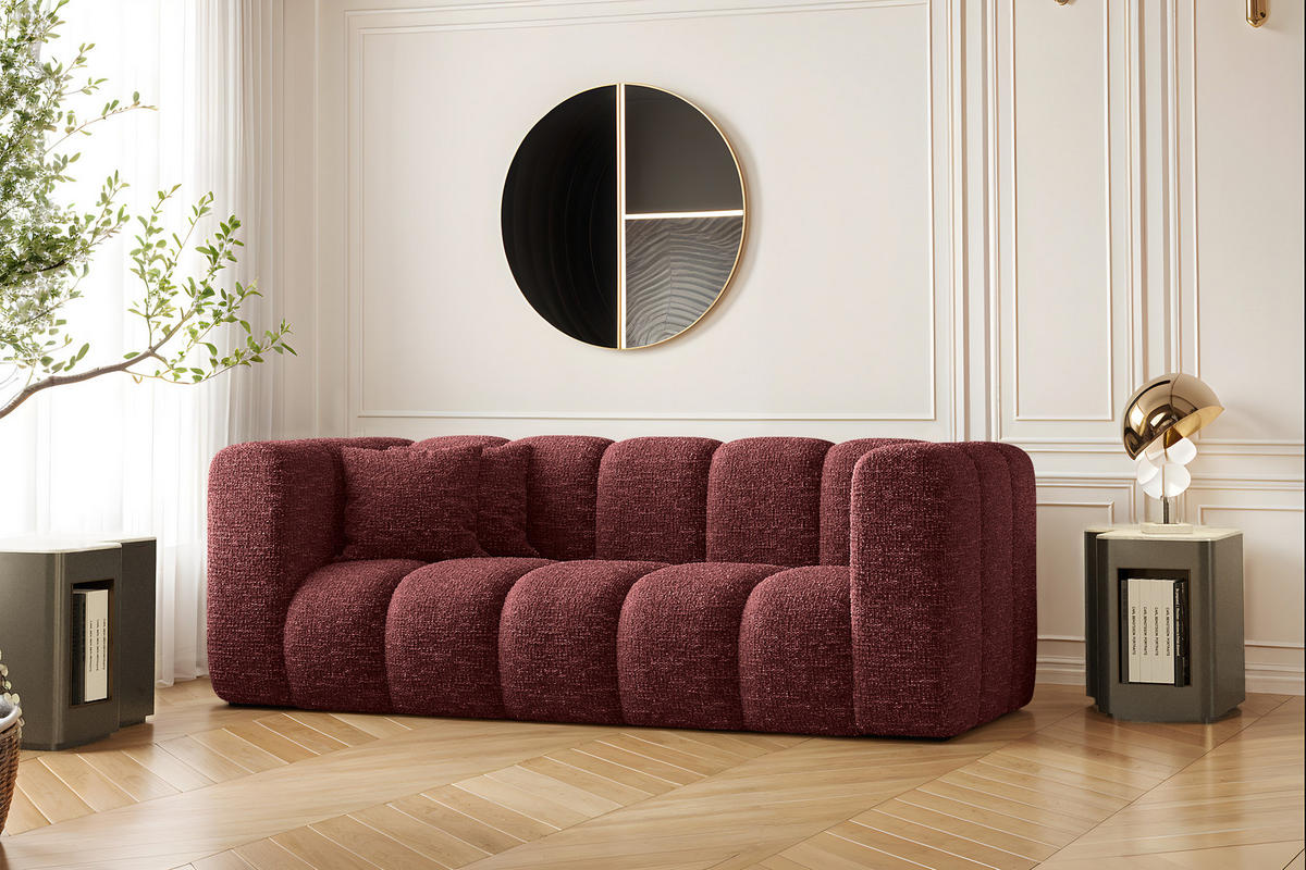 COUCH Sofa, Zweisitzer-Sofa Grand Modular Stoff Haga Rotwein - Rot, Holz (197/70/91cm) - Kaiser Möbel