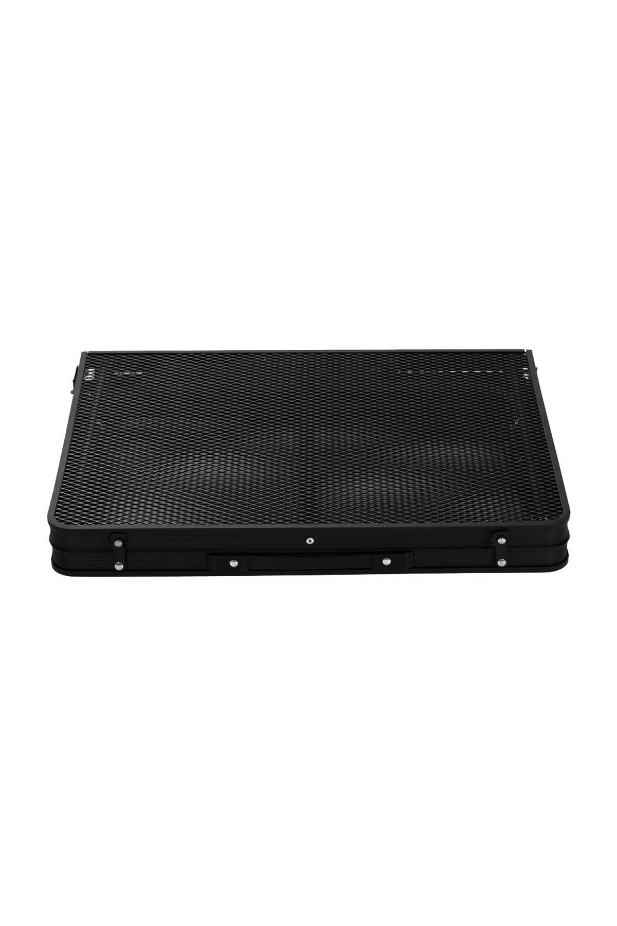 CAMPINGTISCH aus Aluminiumlegierung Eisen in Schwarz klappbarer Rechteckig Gitter-Tischplatte Felsenfeste Stabilität 90 cm B x 60 cm T x 42/66 cm H - Schwarz, Metall (60/90/42cm) - Livingandhome