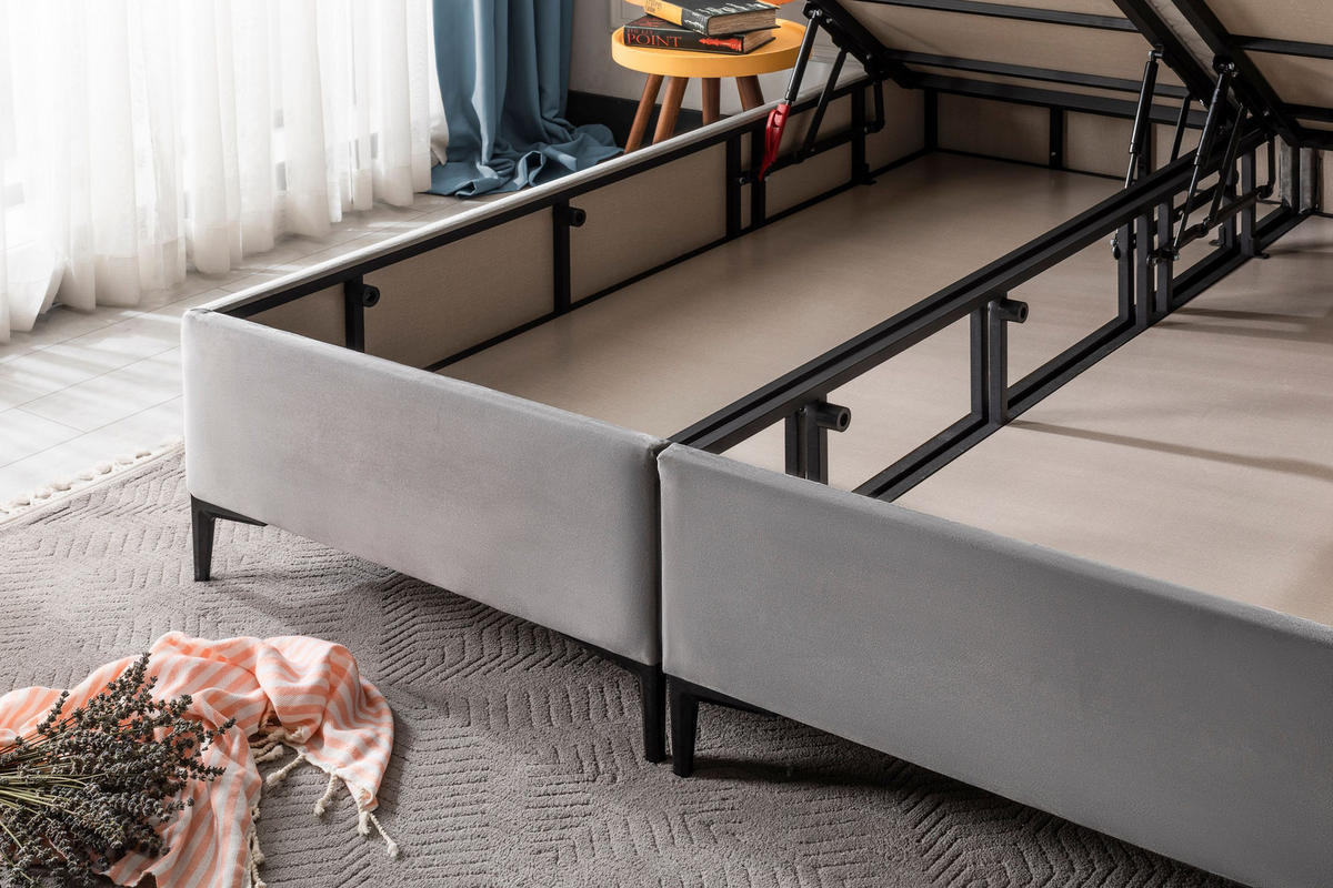 POLSTERBETT-SET Space 150x200 Grau - Bett inkl. Matratze - Grau, Metall (150/200cm) - Villa Möbel