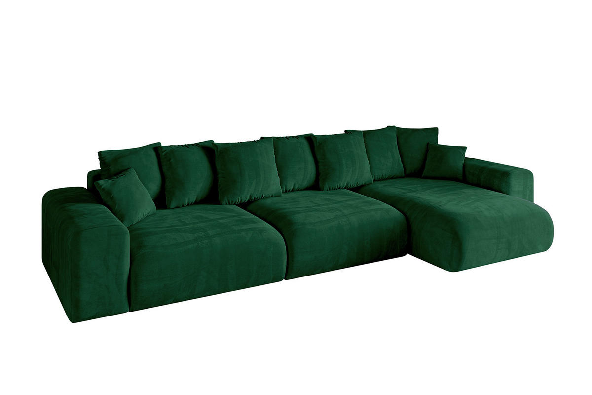 ECKSOFA Ottomane rechts ESKAR-L 364x176x84 Dunkelgrün Cord - Dunkelgrün/Schwarz, Holzwerkstoff/Kunststoff (176/364cm) - ALTDECOR