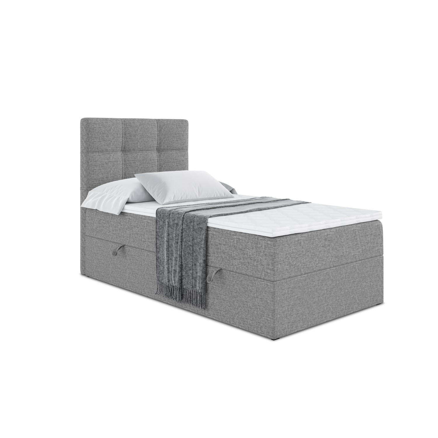 BOXBETT mit Matratze H3 und Lattenrost - MARCE - 90x200 - Rechts Grau - Grau, Holzwerkstoff (90/200cm) - ALTDECOR