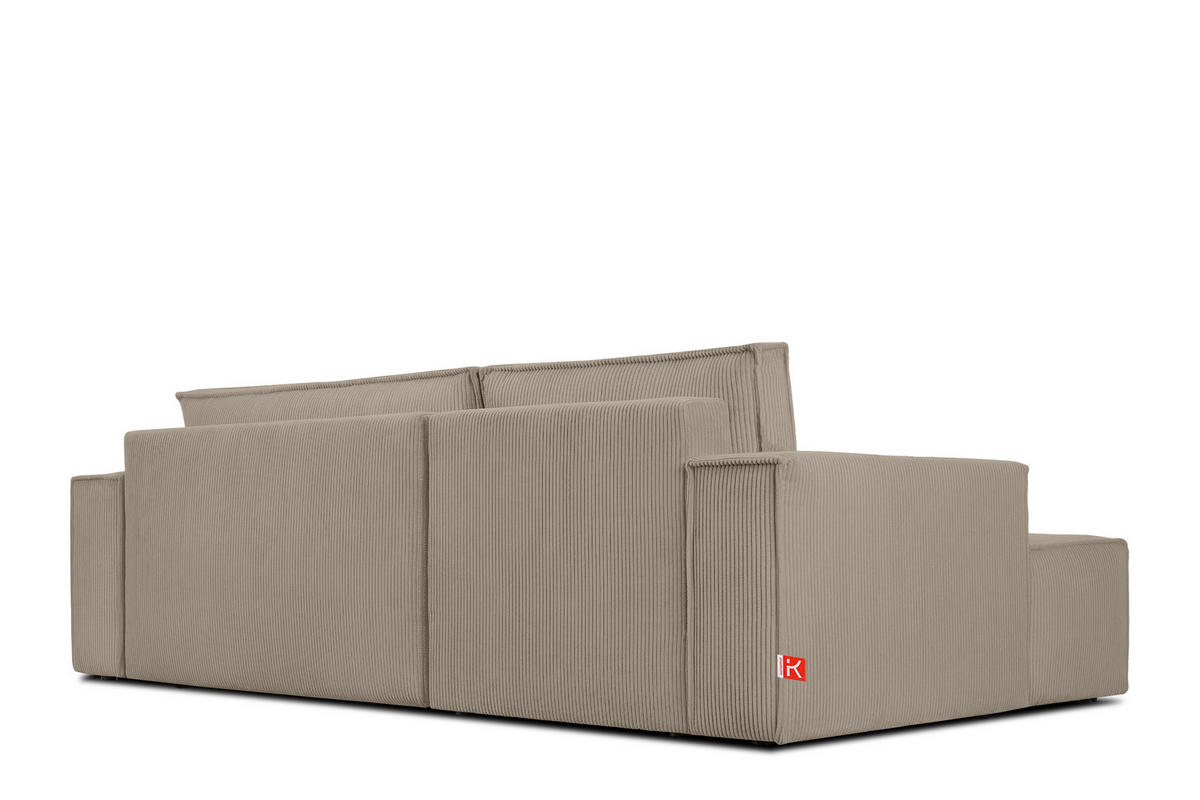 ECKSCHLAFSOFA-LINKS NAPI in Pet Friendly Cord-Stoff, beige - Beige/Schwarz, Textil (262/148cm) - KONSIMO®
