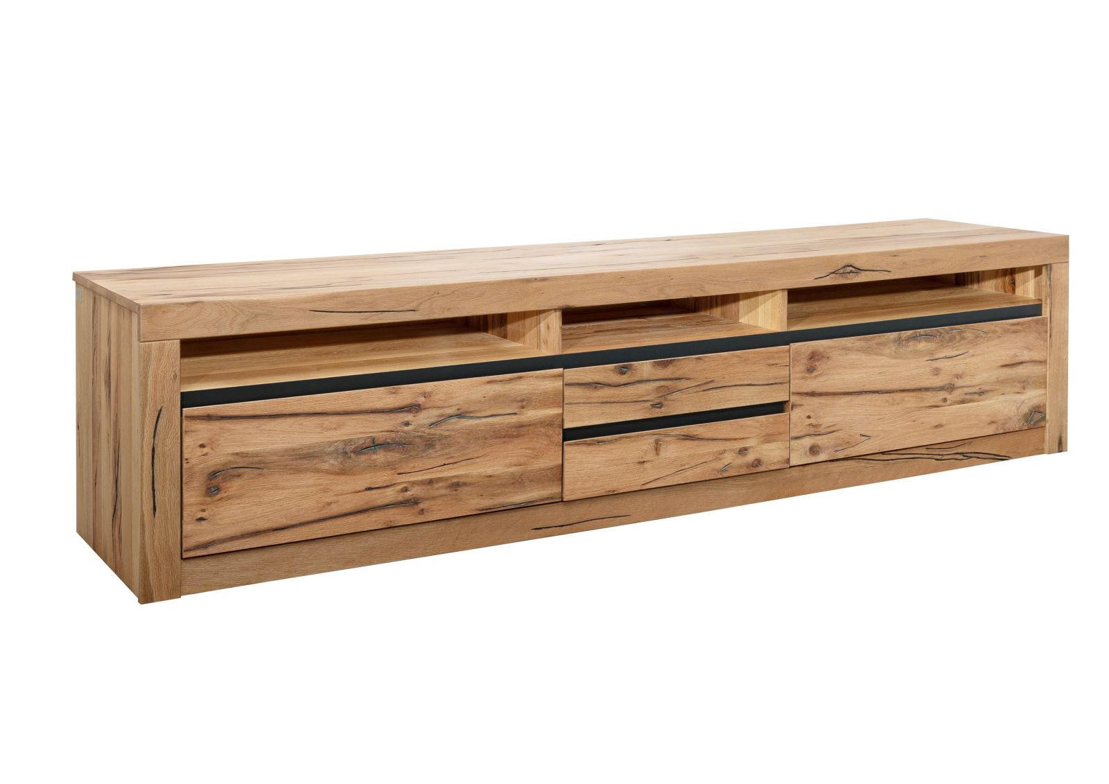 TV-BOARD Wild-/Zerreiche 220x50x55 natur geölt MONTREUX #040 - Naturfarben, Holz (220/55/50cm) - Massivmoebel24