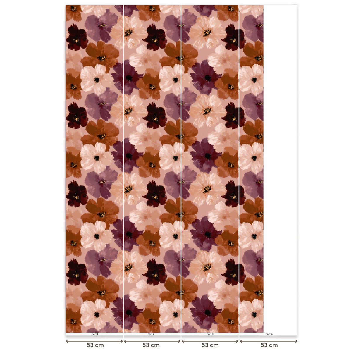 TAPETE - Blumen - Abstrakt - Erdtöne - 180x300 cm - Multicolor, Papier (180/300cm) - OnlyWow