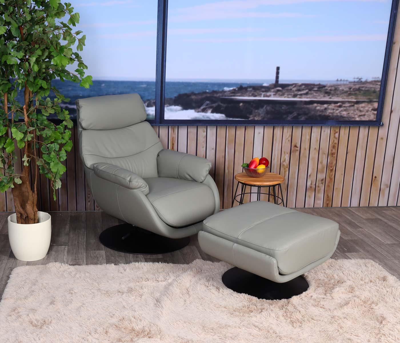 RELAXSESSEL MIT HOCKER Grau - Grau, Textil (78/99/80cm) - MCW