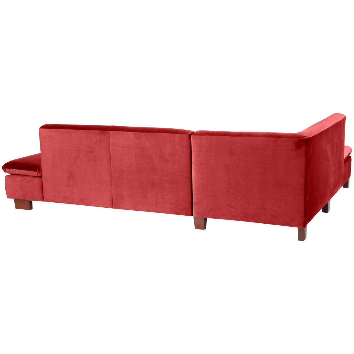 ECKSOFA mit Ottomane links Kaye Bezug Samtvelours Buche nussbaum dunkel / ziegel - Rot, Kunststoff (190/270cm) - 58aufmkessel