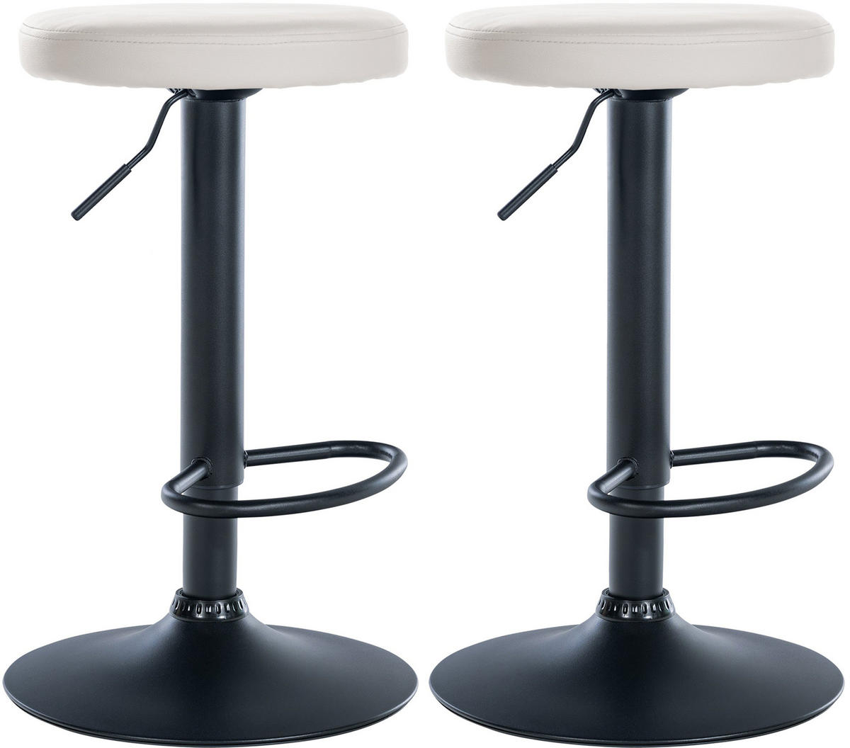 BARHOCKER 2er Set Lederlook weiß - Weiß, Textil/Metall (38.5/60/38.5cm) - CLP