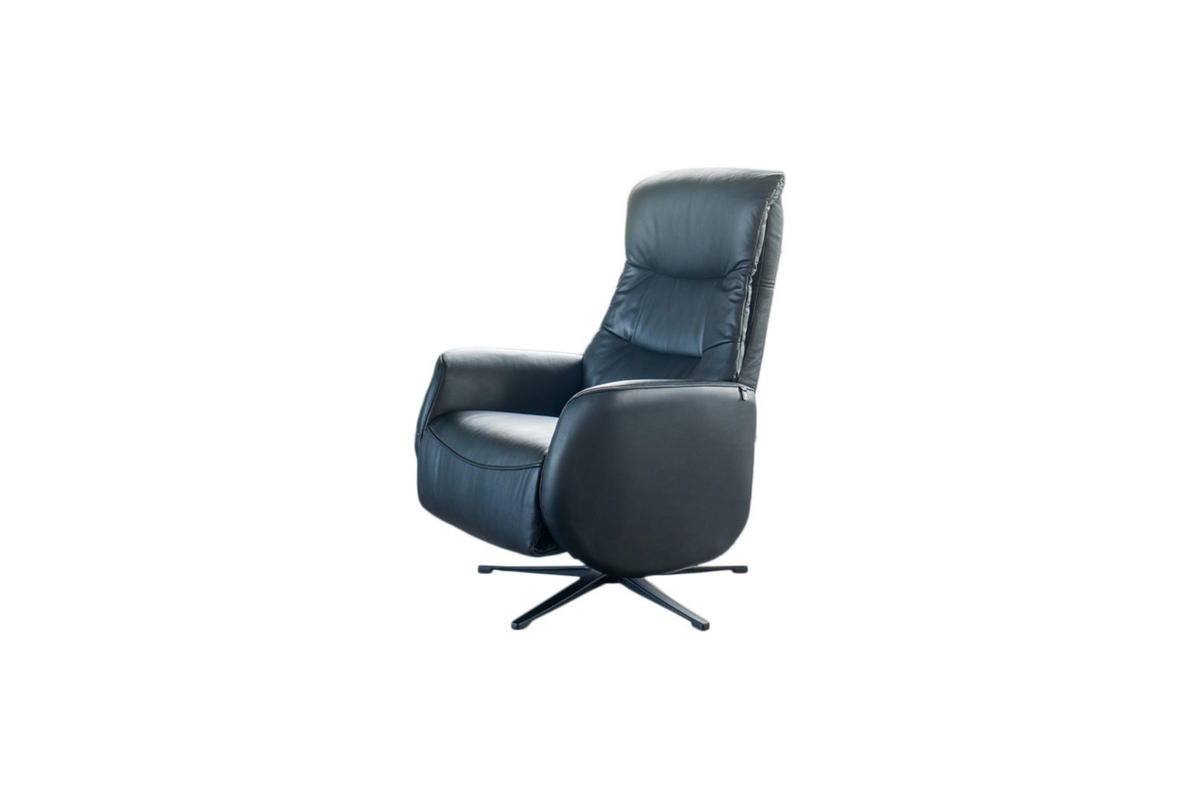 RELAXSESSEL SARI Schwarz Leder - Schwarz, Leder/Metall (77/108/89cm) - KAWOLA