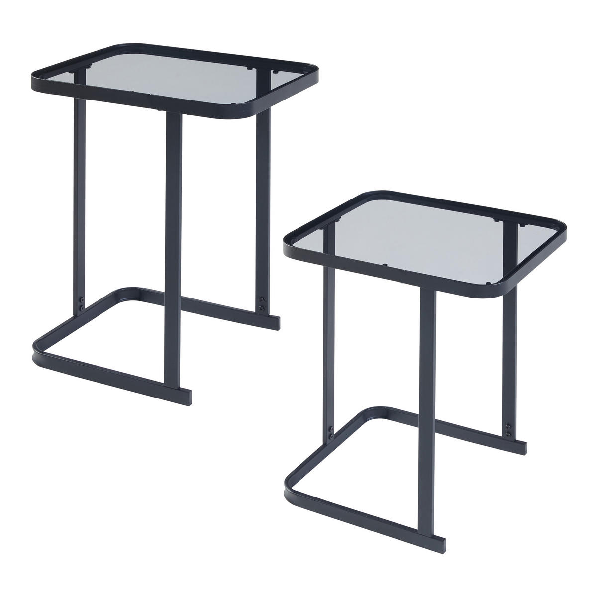 SATZTISCH Laxå - Transparent/Schwarz, Glas/Metall (41/32/51cm) - [en.casa]