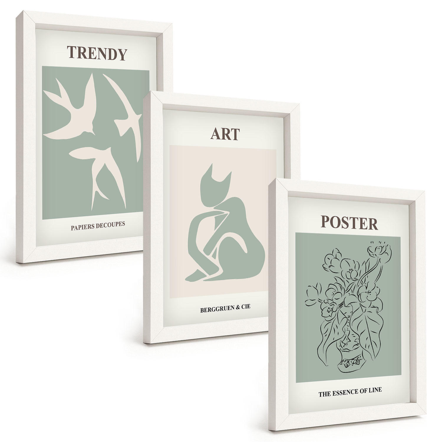 BILDER SET 3er Set - 20x30 cm Weißer Rahmen - Matisses stilvolle Illustrationen - Weiß, Kunststoff (20/30cm) - TULUP