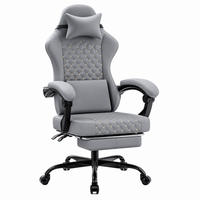 GAMING-STUHL ergonomisch verstellbar Leder Grau mit Fußstütze - Grau, Kunststoff (63/120.5/58.5cm) - Meubliv