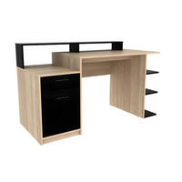 SCHREIBTISCH mit Stauraum - Eichefarben & Schwarz - ZACHARIE - Schwarz, Holz (138/60/82.5cm) - Vente-Unique