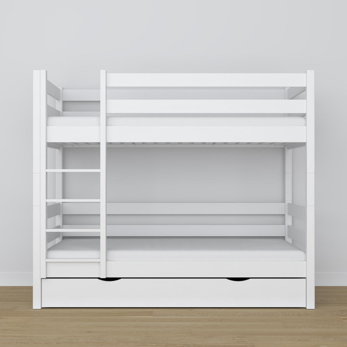 ETAGENBETT N01 mit Schublade Weiß 120/200 - Weiß, Naturmaterialien/Holz (120/200cm) - N-Wood