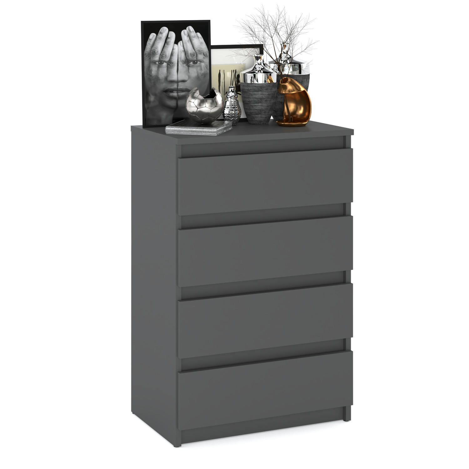 KOMMODE mit Schubladen – Grau matt - Dunkelgrau/Grau, Holz (60/92.5/33.5cm) - Stiv Meble