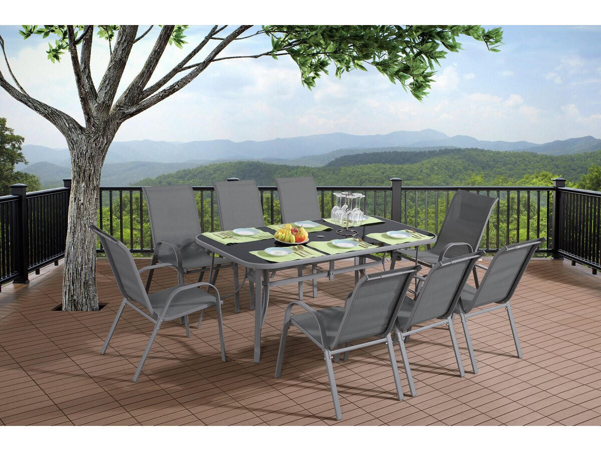 GARTENTISCH cordoba Schwarzes Glas - Dunkelgrau, Glas (180/90/72cm) - Habitat Garten