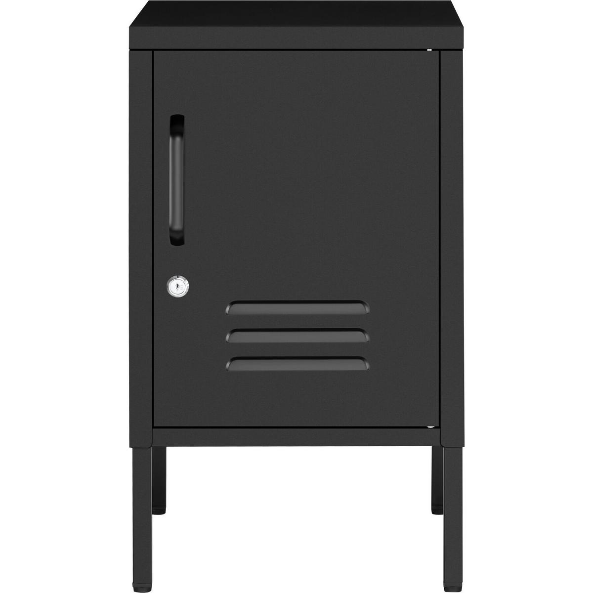 NACHTSCHRANK Baker, Kippschutz, höhenverstellbare Füße, schwarz - Schwarz, Metall (35/60.5/42.5cm) - tectake